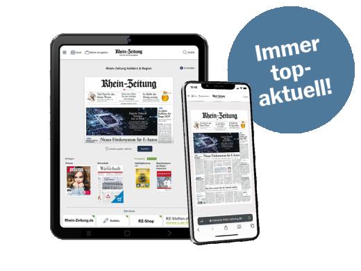 Abbildung Tablet, Handy; Button: Immer top-aktuell!