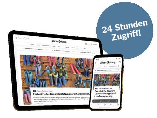 Abbildung Tablet, Handy; Button: 24 Stunden Zugriff!